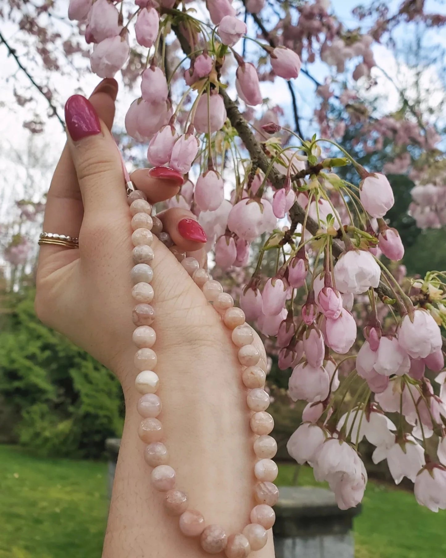 Sakura Flower Agate Phone Charm